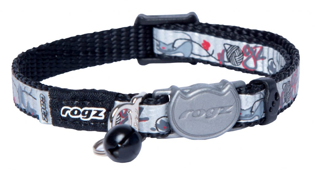 Collar, Reflectocat Cat Safety Black Collar Small 20 - 31cm, Rogz