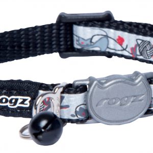Collar, Reflectocat Cat Safety Black Collar Small 20 - 31cm, Rogz