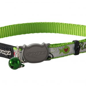 Collar, Reflectocat Cat Safety Lime Collar Small 20 - 31cm, Rogz